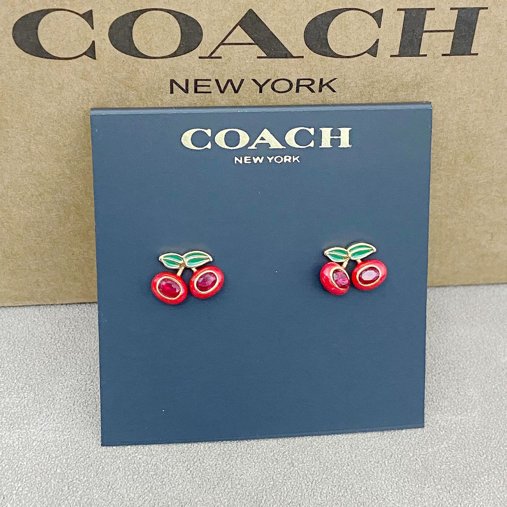 Coach Red Cherry Rhinestone Earrings